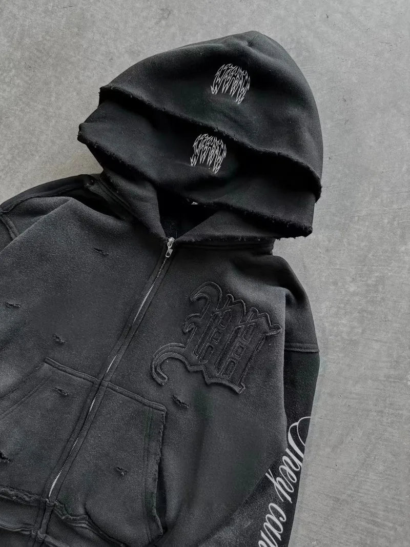 Perforated Patchwork Double Hat Combination