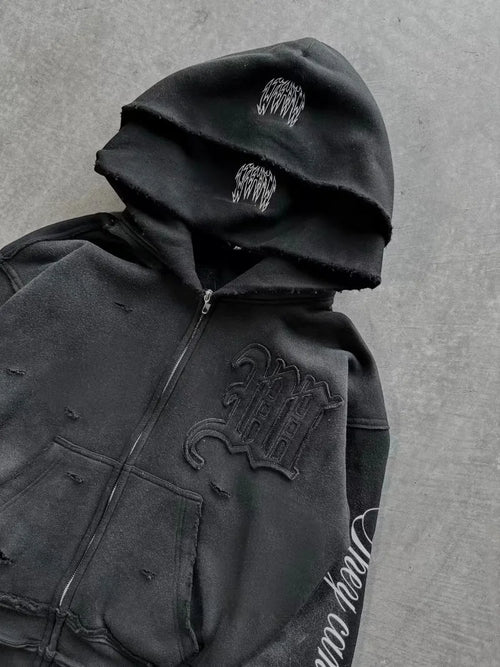 Perforated Patchwork Double Hat Combination